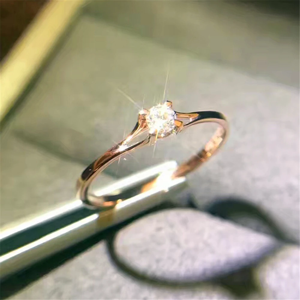 

LOREDANA Female Crystal Zircon Stone Ring Cute Small 925 Rose Gold Color Finger Ring Promise Engagement Rings For Women