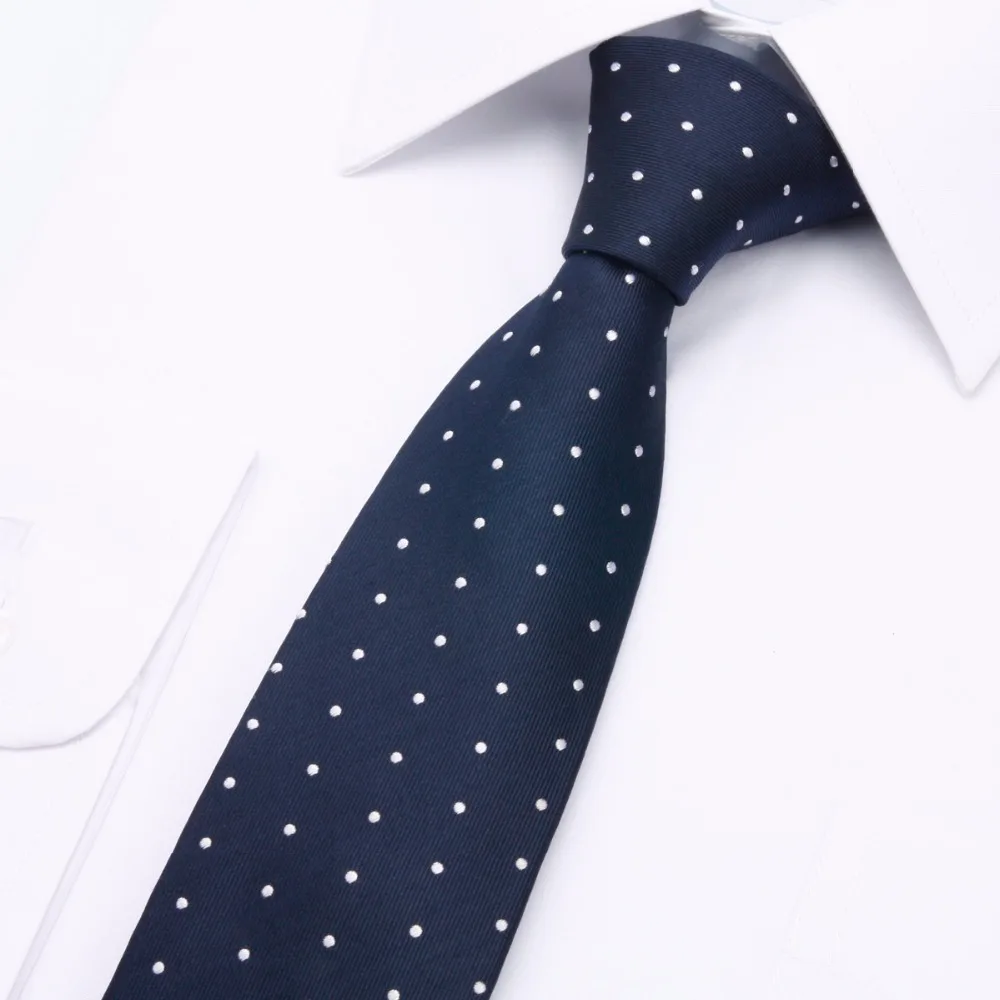 Navy Blue with White Polkadots - Skinny Tie