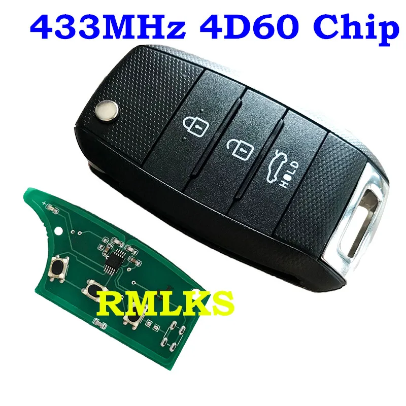 Goede RMLKS Smart Remote Key Case Shell Voor KIA Optima Rio Rio5 Sportage Sorento Soul K3 433 mhz Met 70 Chip auto Fob