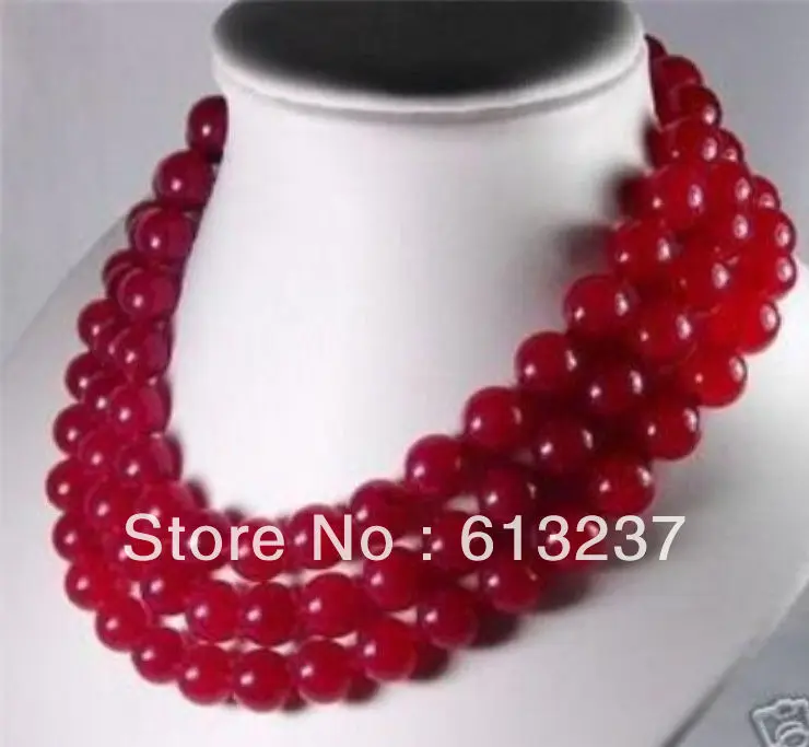 

Fashion 10mm red natural stone dyed chalcedony jades long chain strand round beads necklace for women jewelry making 50" YE2068