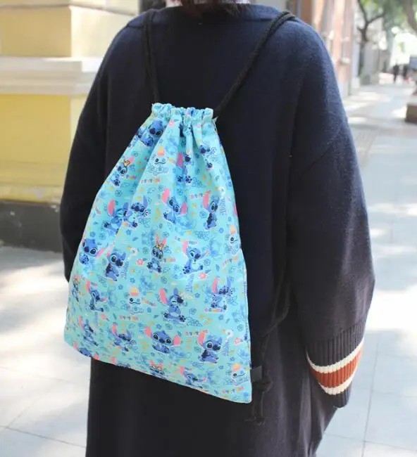 

COOL STITCH Cartoon Drawstring Backpack Fashion Canvas Backpacks Casual String Bags Anime Knapsack Unisex New