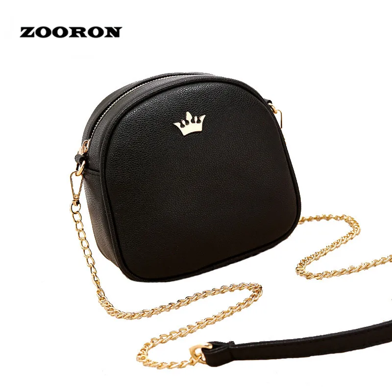 Female Small Bags 2017 Summer New Girls PU Leather Messenger Bags Lady Circular Mini Chain Shoulder Bag Crossbody Bags for Women