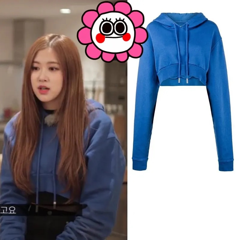 

kpop Blackpink ROSE 2019 new streetwear Harajuku Long-sleeve hoodies women hip hop short sweatshirts korean hooded loose clothes