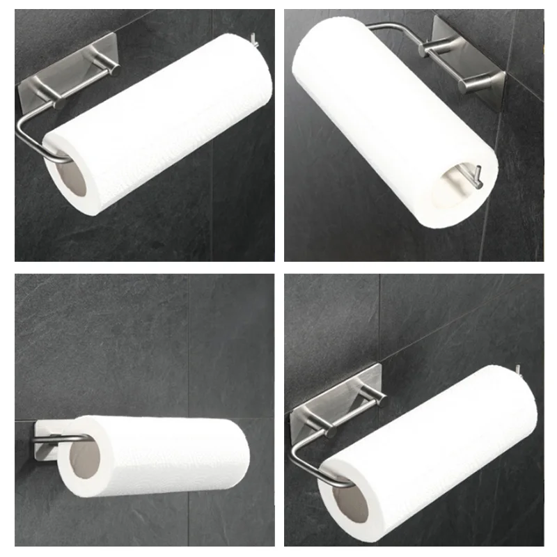 Kitchen non-drill Paper Holder Tissue Roll Rack Tower Holder  (10)