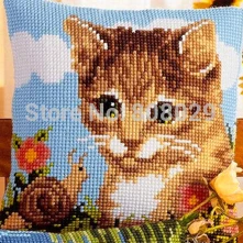 

CAT Crafts Cushion Cover Printed Cross Stitch Kits Tapestry pillow KIT Home Decorative Pillows Needlework cushion cover