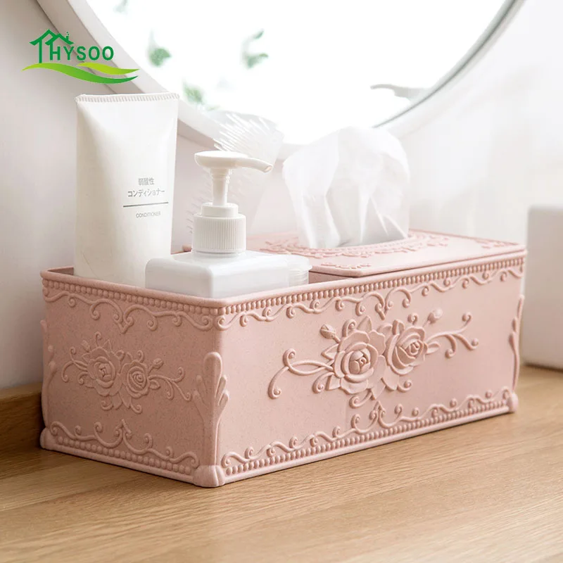 

Carved tissue box storage box European desktop parlor coffee table tray remote control debris storage box