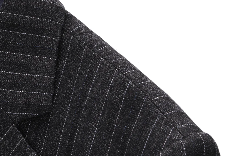 (Куртка + брюки + жилет) облегающая полосатая Мужская брендовая Классическая 3 шт. мужские свадебные костюмы темно-серые мужские официальные