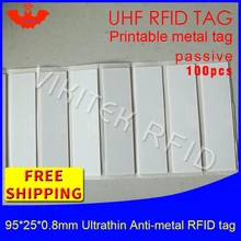 UHF RFID Ультратонкий Металл бирка 915 м 868 м EPC 100 шт Основные средства 95*25*0,8 мм на большие расстояния ПЭТ Пассивная RFID Метка