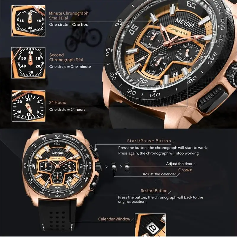 Ceny 2018 zegarki Megir mężczyźni luksusowa marka zegarek kwarcowy na co dzień mężczyzna sport Chronograph zegarki wojskowe złoty zegar człowiek Relogio Masculino