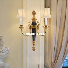 Французский стиль медный настенный светильник W42cm H55cm Античная Вилла бра Кристалл прикроватный настенный светильник освещение гарантировано