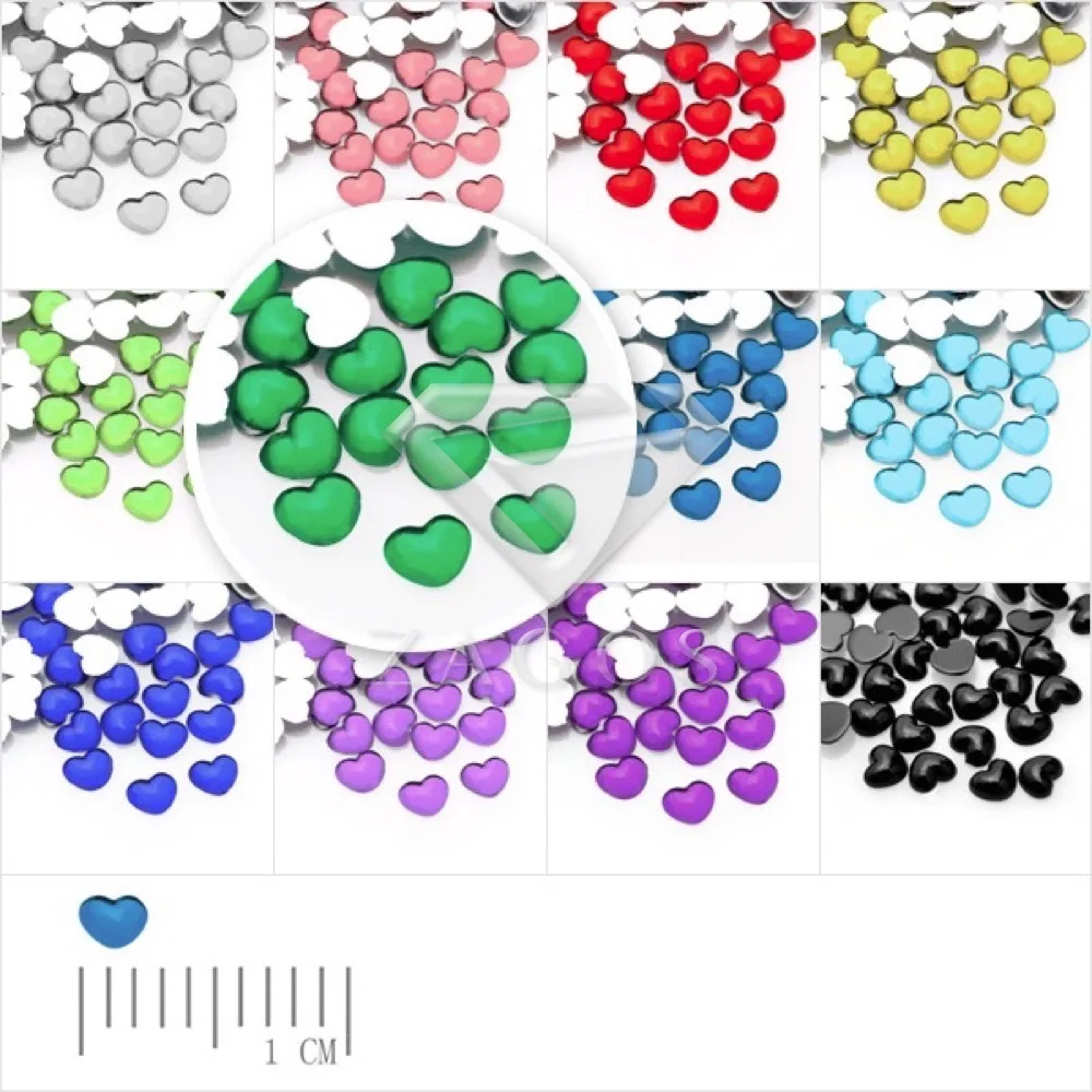 

1000Pcs Acrylic 2.5mm Love Heart Flat Back Rhinestones 12 Color Non-hotfix 3D Nail Art Phone Decoration Wholesale AF0005