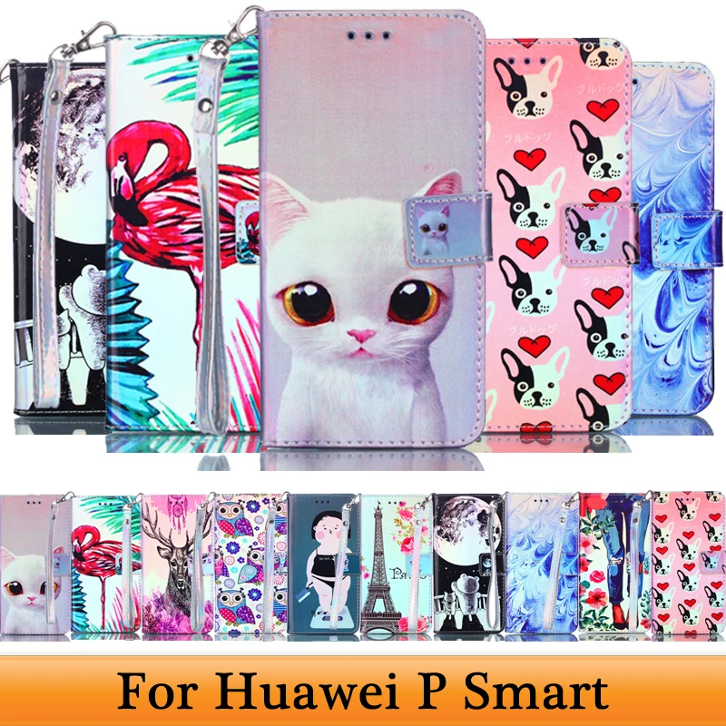 

For Huawei P smart Case Smart Huawei P Leather Flip Shell Book For Huawei FIG LX1 LA1 LX2 LX3 PSmart Phone Bag Cover Card Holder