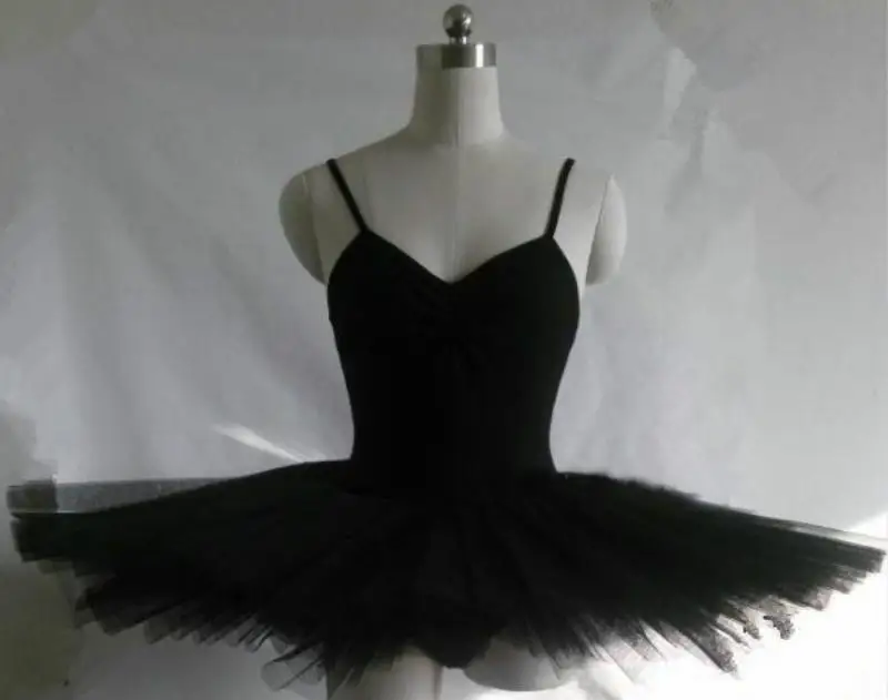 Профессиональная юбка-пачка для взрослых, балетное трико, черные, красные, белые костюмы, балерина, Женская балетная Одежда для танцев, детская одежда для девочек, 5 слоев - Цвет: Черный