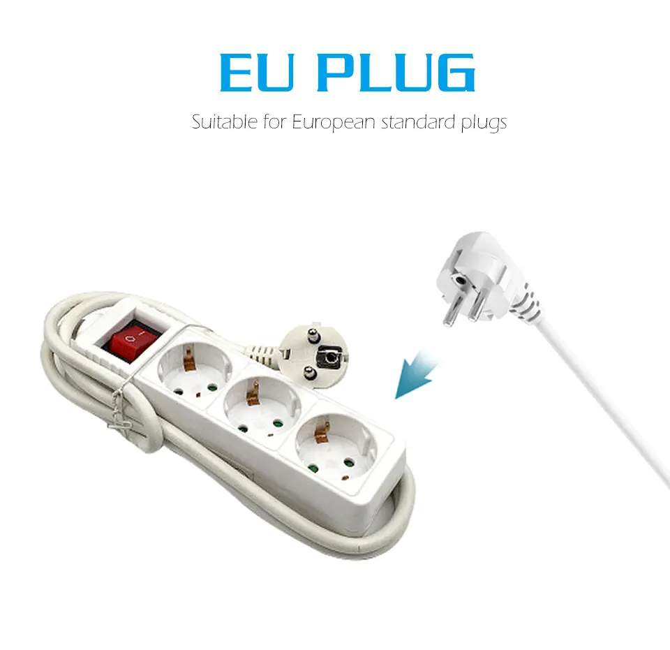 3456 EU Outlet Extension Plug Sockets AC Power Charger Wall Socket Plug Mains Lead Strip Adapter With Extension Cable Switch (2)