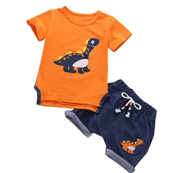 

Kids Baby Boys summer clothes dinosaur animal costume Short Sleeve T-shit+Pants girl clothes Sport Suits toddler girl outfits