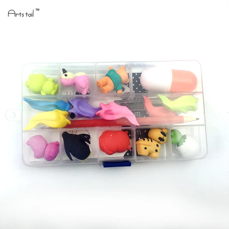 

Kawaii Animal Eraser Set Pencil Notebook Ball point Pen Items All In An Organizer Box Study Accessories School