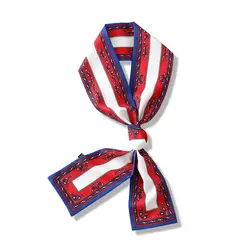 2019 дизайнерский шелковый шарф женские шейные платки с роскошным принтом узкий тонкий мешок руки Лента обертывание Женская резинка для
