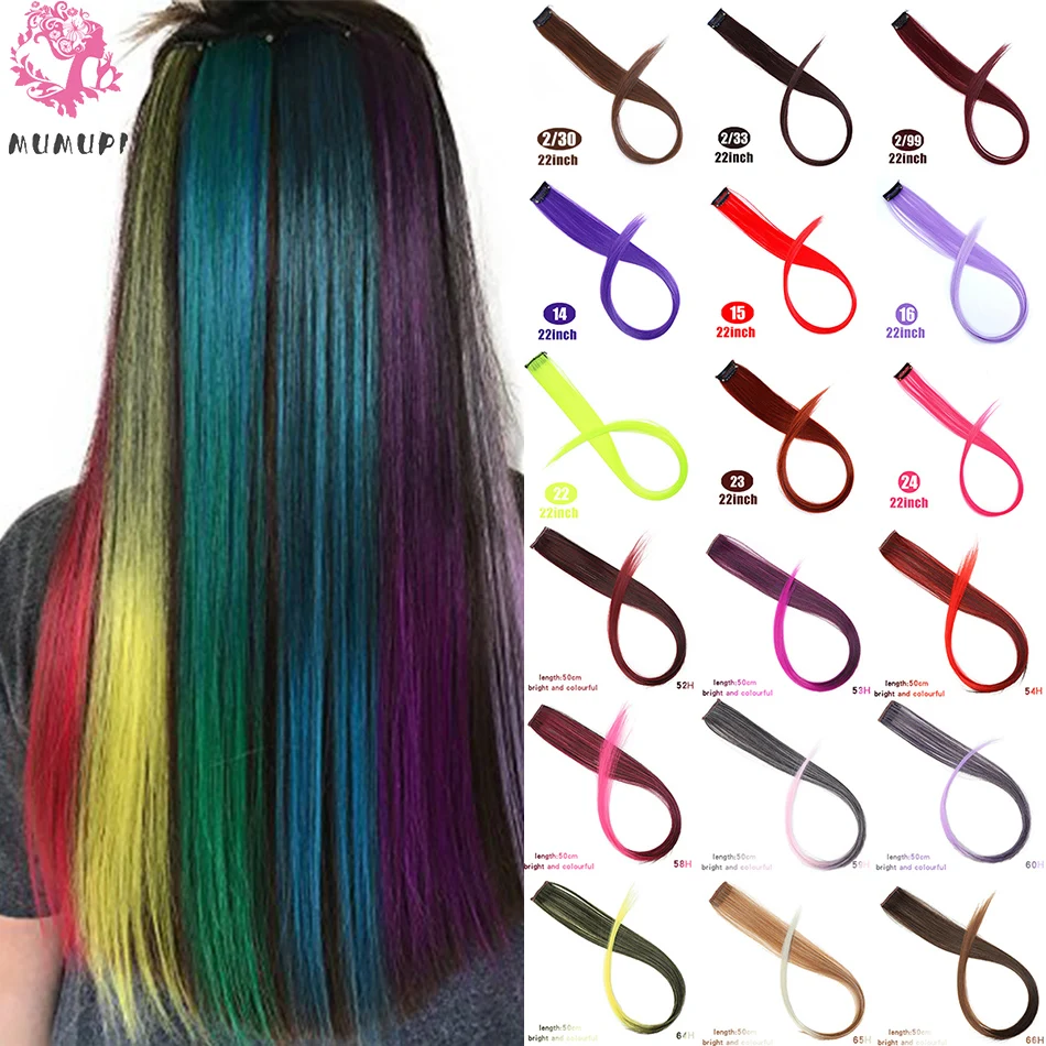 MUMUPI Fashion Colors Highlight Ombre Red Green Blue Blonde Clip In Hair  Extensions Synthetic Hair Piece Clip on One Piece|Phụ kiện tóc cho nữ| -  AliExpress