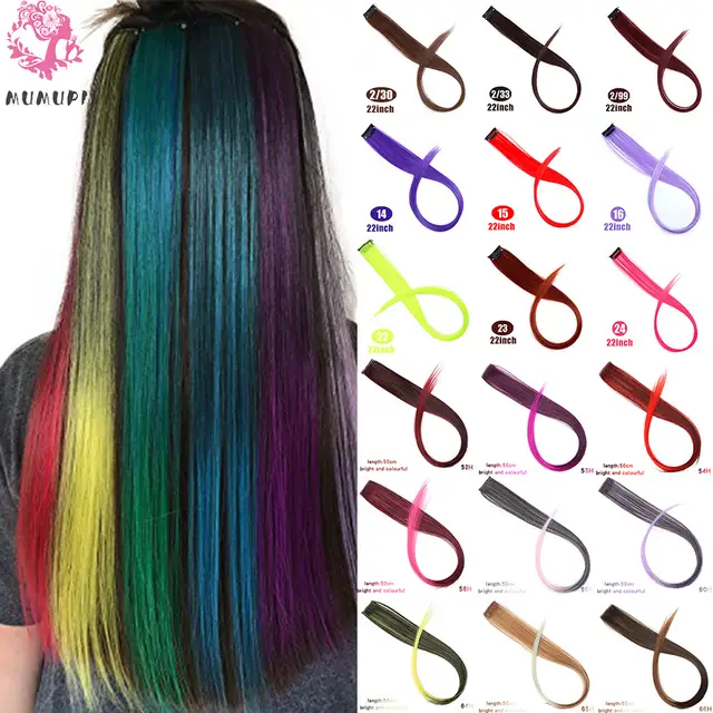 Mumupi Fashion Colors Highlight Ombre Red Green Blue Blonde Clip