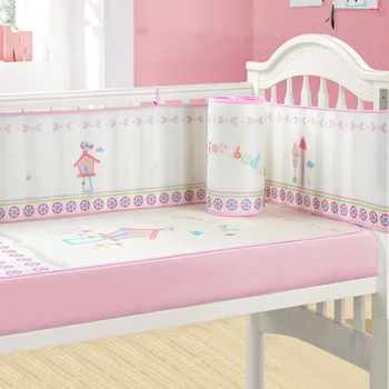 

2pcs/set Breathable Summer Baby Bedding Bumper Collision Half Around baby bumper crib set Cotton Printing Mesh Safety Rails