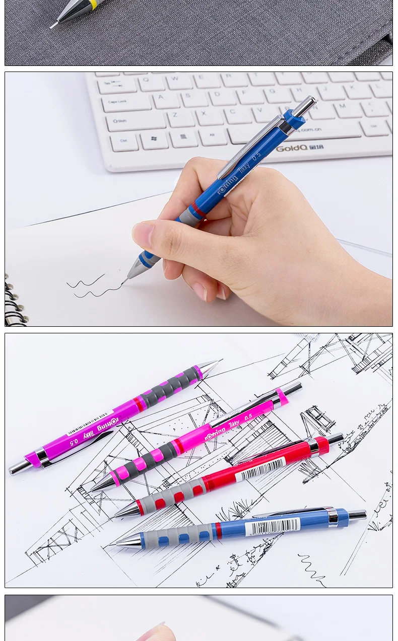 Немецкий rotring Tikky непрерывный основной автоматический карандаш 0,5 или 0,7 студенческие милые рисовальные дизайнерские карандаши для занятий спортом 2 шт