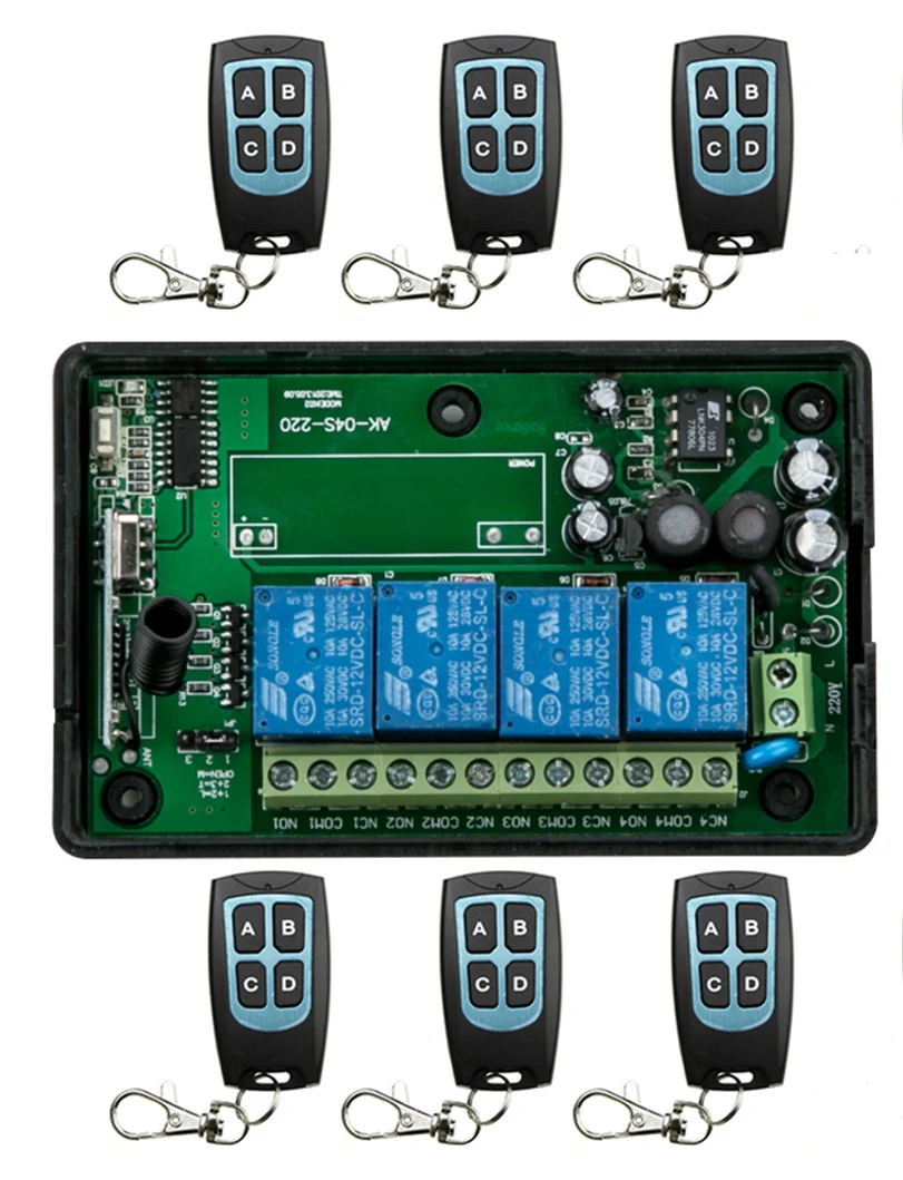 

New AC 85v 110v 120v 220v 250v 4CH RF Wireless Remote Control System / Motor and electric door 220V Learning code receiver