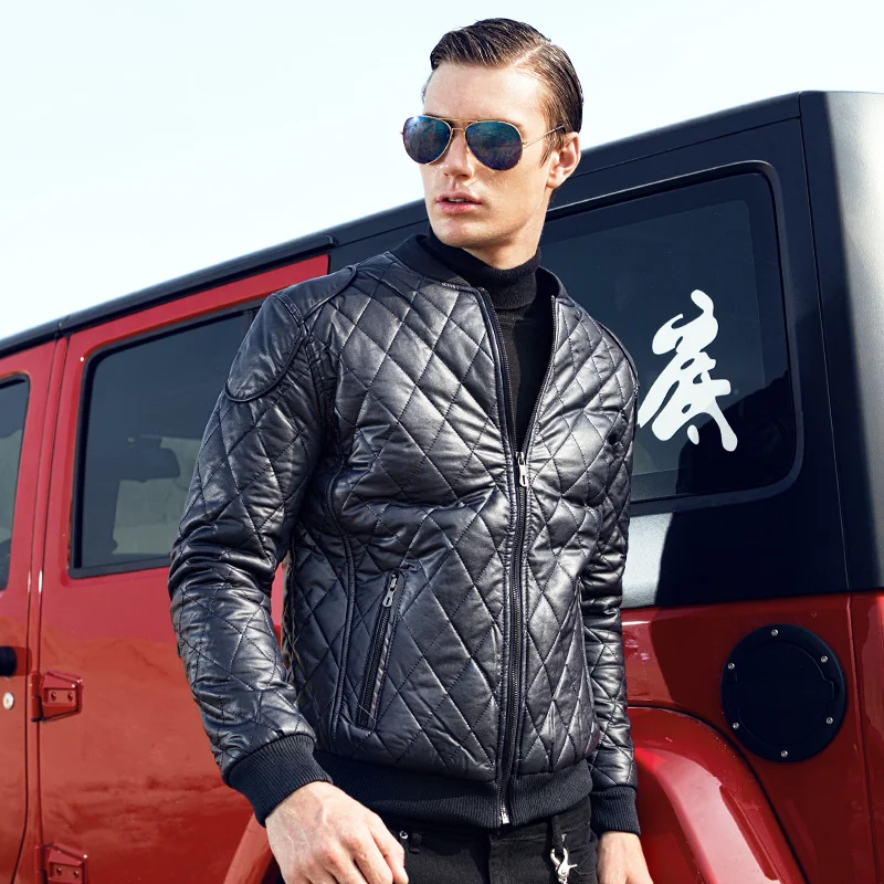 Argyle jaket для мужчин повседневное кожаная куртка Slim Fit Толстые бейсболка пальто