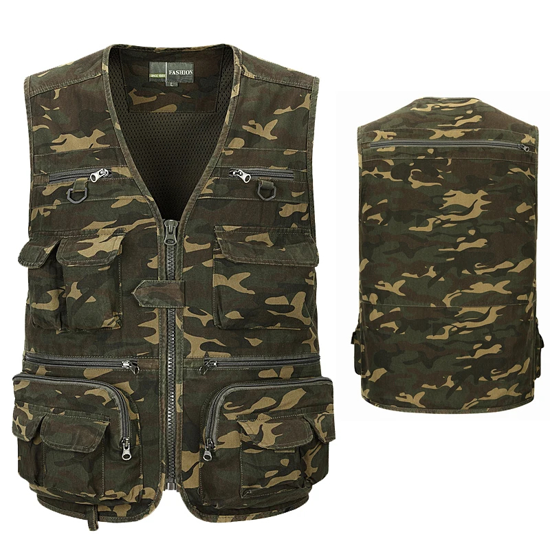 

PureLeisure Men Multi-function Fly Fishing Vest L-4XL Fishing Tackle Spring Summer Camouflage Camping Vest Fishing Clothes