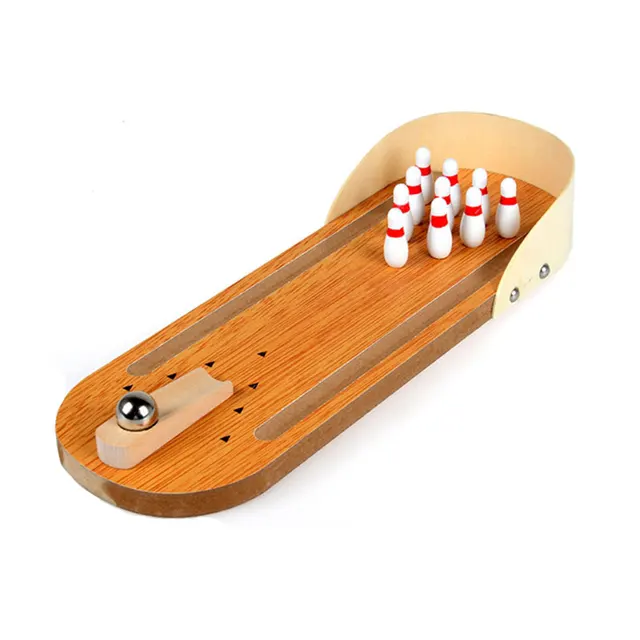 US $13.18 YunNasi Mini Wooden Bowling Toys For Boys Interactive Table Game Parentchild Desktop Toys Kids Gif