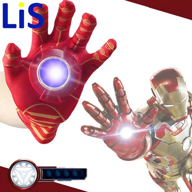 Cheap (Lis)2018 iron Man Glove Action Figure Spider-Man launchers Toy Kids Suitable Spider Man Cosplay Costume music LED light U45