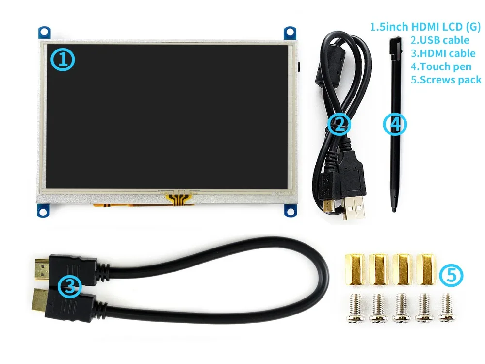 Waveshare 5 дюймов HDMI LCD (G) Монитор резистивный сенсорный экран 800X480 Высокое Разрешение