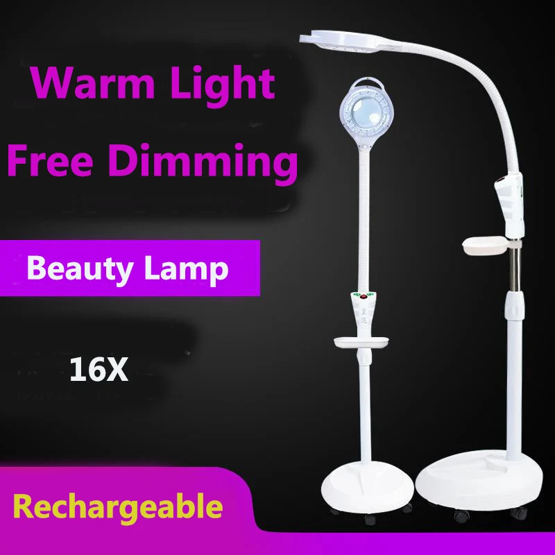 

Floor Magnifying Lamp, Pro Salon Facial Magnifying Lamp, Led Vanity Reading Rolling Stand Light Magnifier Light Beauty Tool