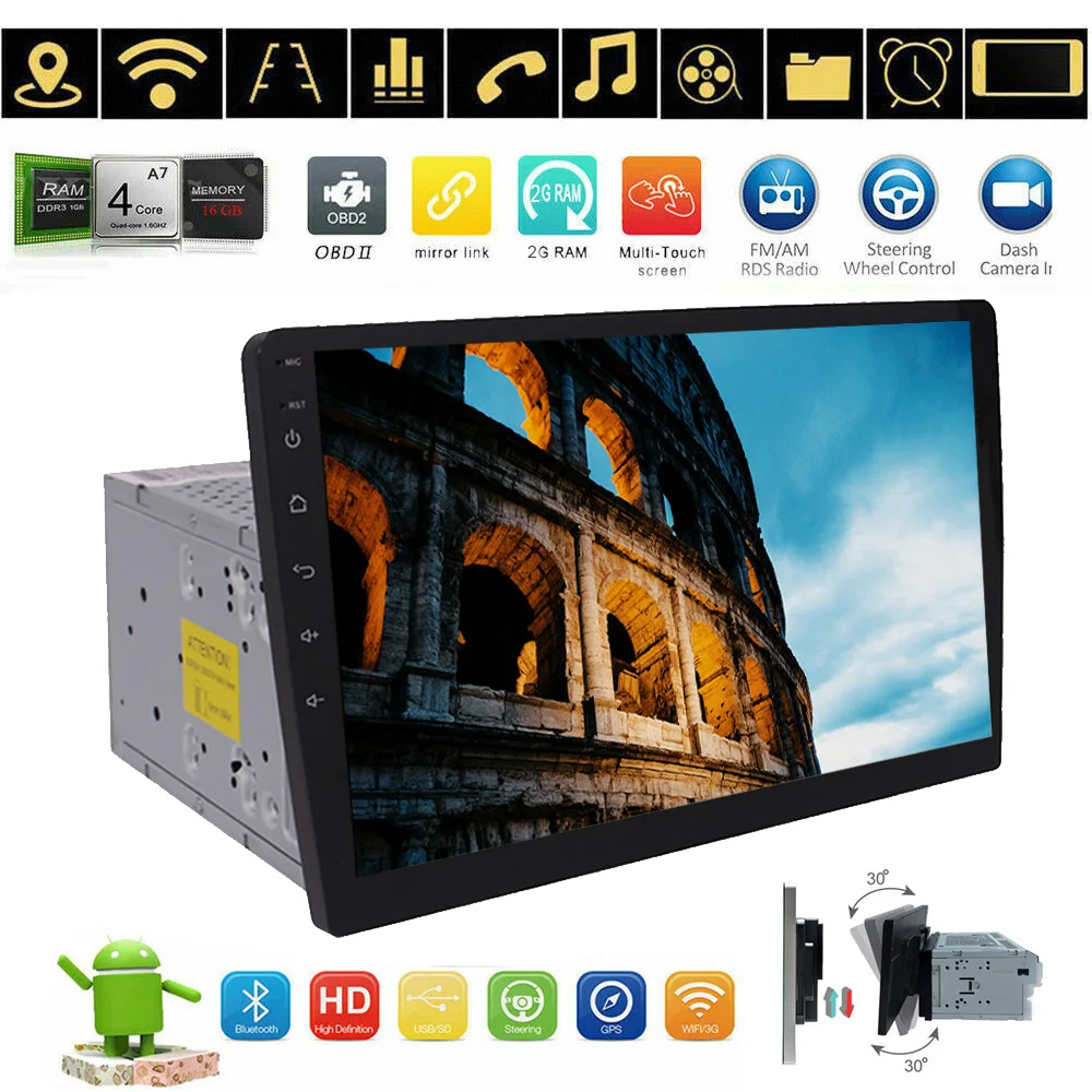 

Universal Adjustable 10.1" Touch Screen Car Radio Stereo Android 9.1 2DIN Car GPS Navigation Wifi Auto MP5 Player Audio