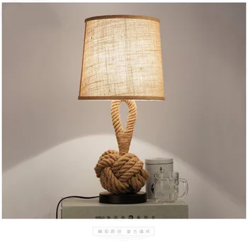 

American rope vintage industrial table lamps for living room Led Bed lamp bedside light table light Tafellamp lamps bedroom MING