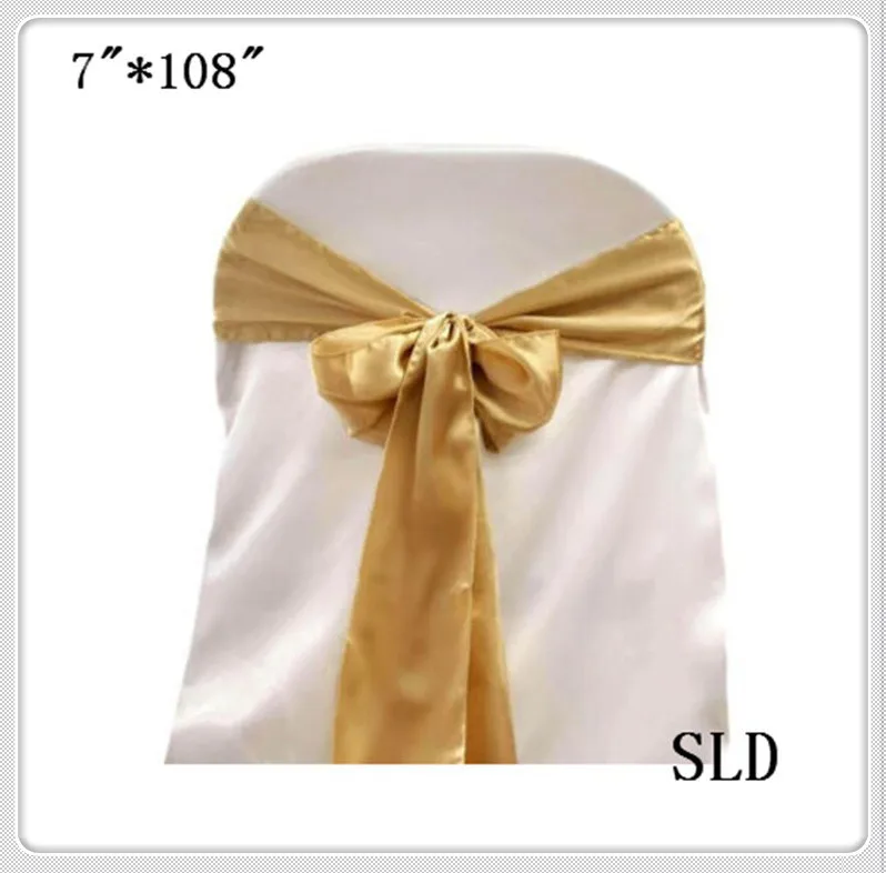 WASIRL Satin Chair Sashes Bows 50 Pcs Chair Ribbon Sashes For Wedding Party Reception Events Banquets Hotel Event Chairs Decoration(Gold