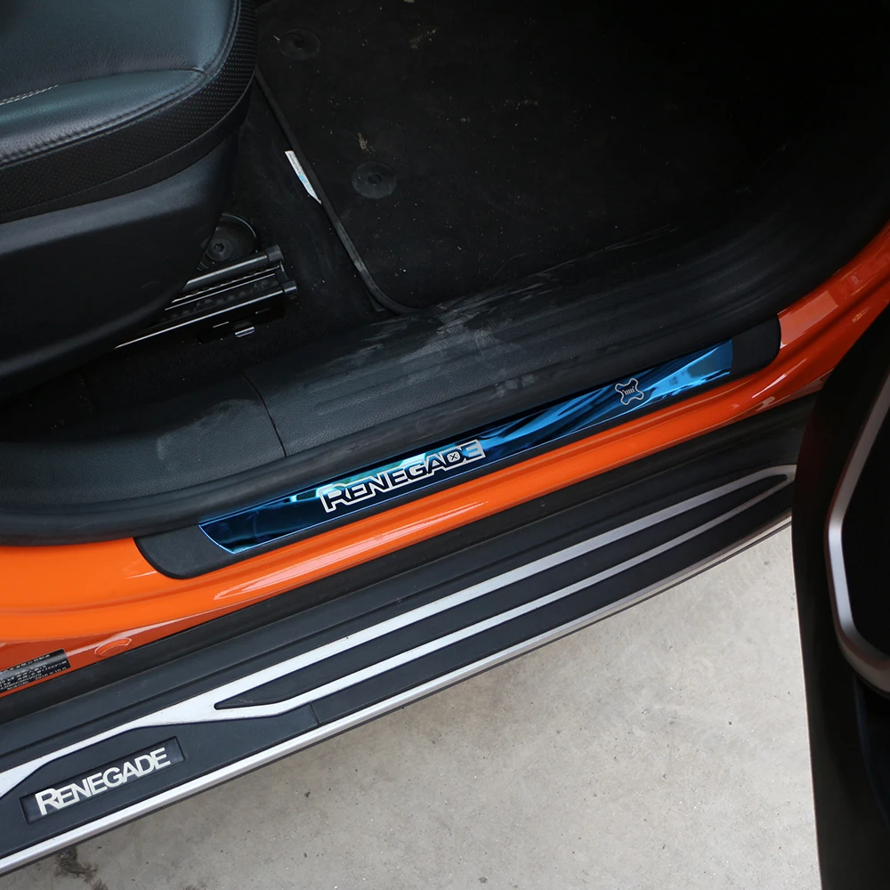 

Fit for Jeep Renegade Door Sill Scuff Plate Protector Entry Guard Cover External Car Door Threshold Decoration Trim 2015-2019