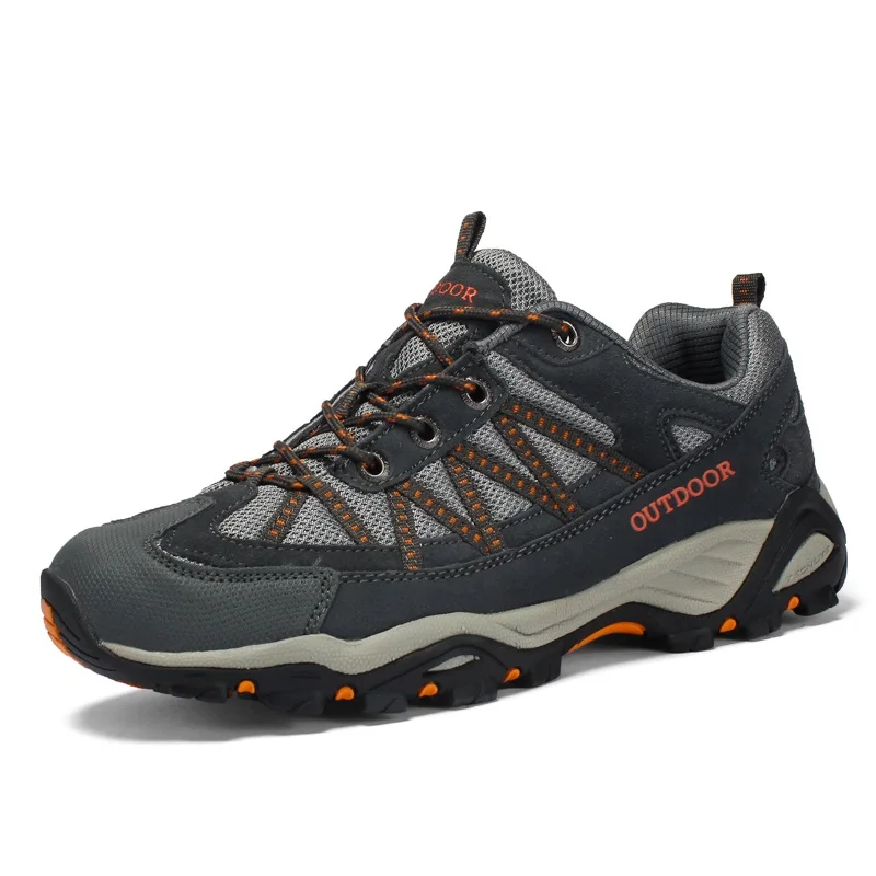 Новинка, Мужская походная обувь для пар, кроссовки для путешествий, дышащая мужская обувь для пешего туризма, спортивная обувь для альпинизма, женская уличная походная обувь - Цвет: Grey Orange