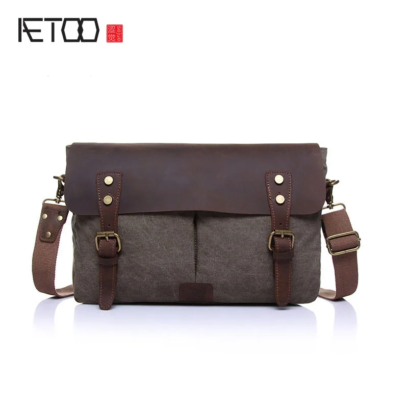 Мужская сумка AETOO тканевая в стиле ретро винтажная почтальона для отдыха|male bag|bag
