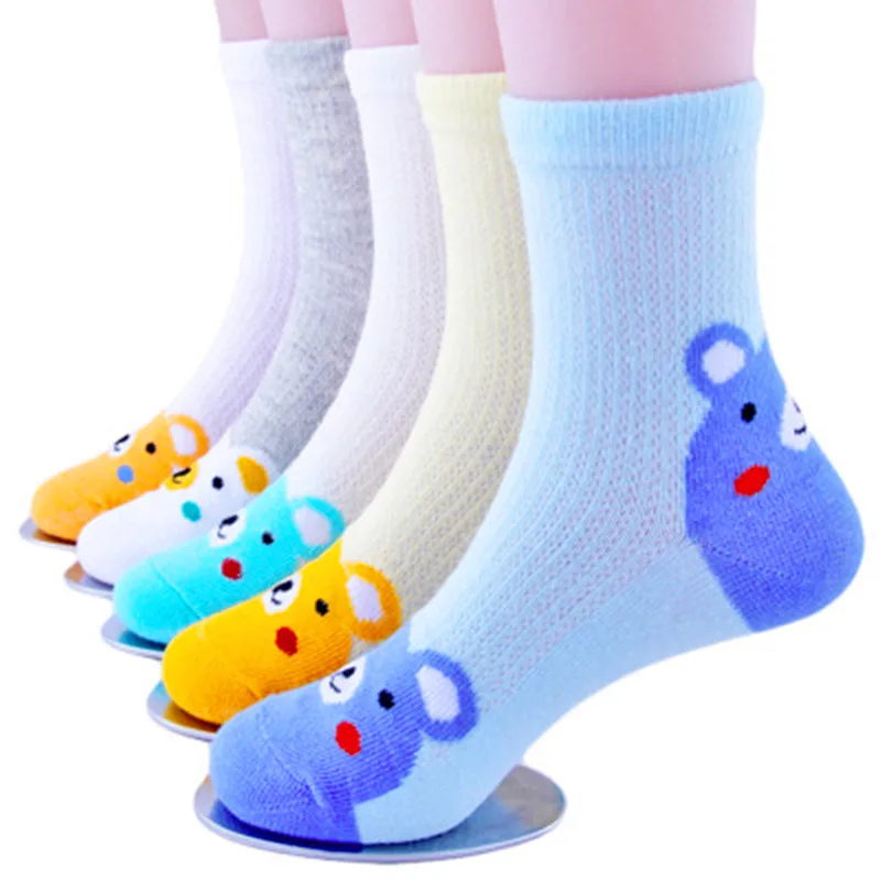 

5Pairs / Lot Children's Socks Spring and Summer Models Mesh Cotton Socks Cartoon Thin Cotton Baby Socks 1-12 Years Old