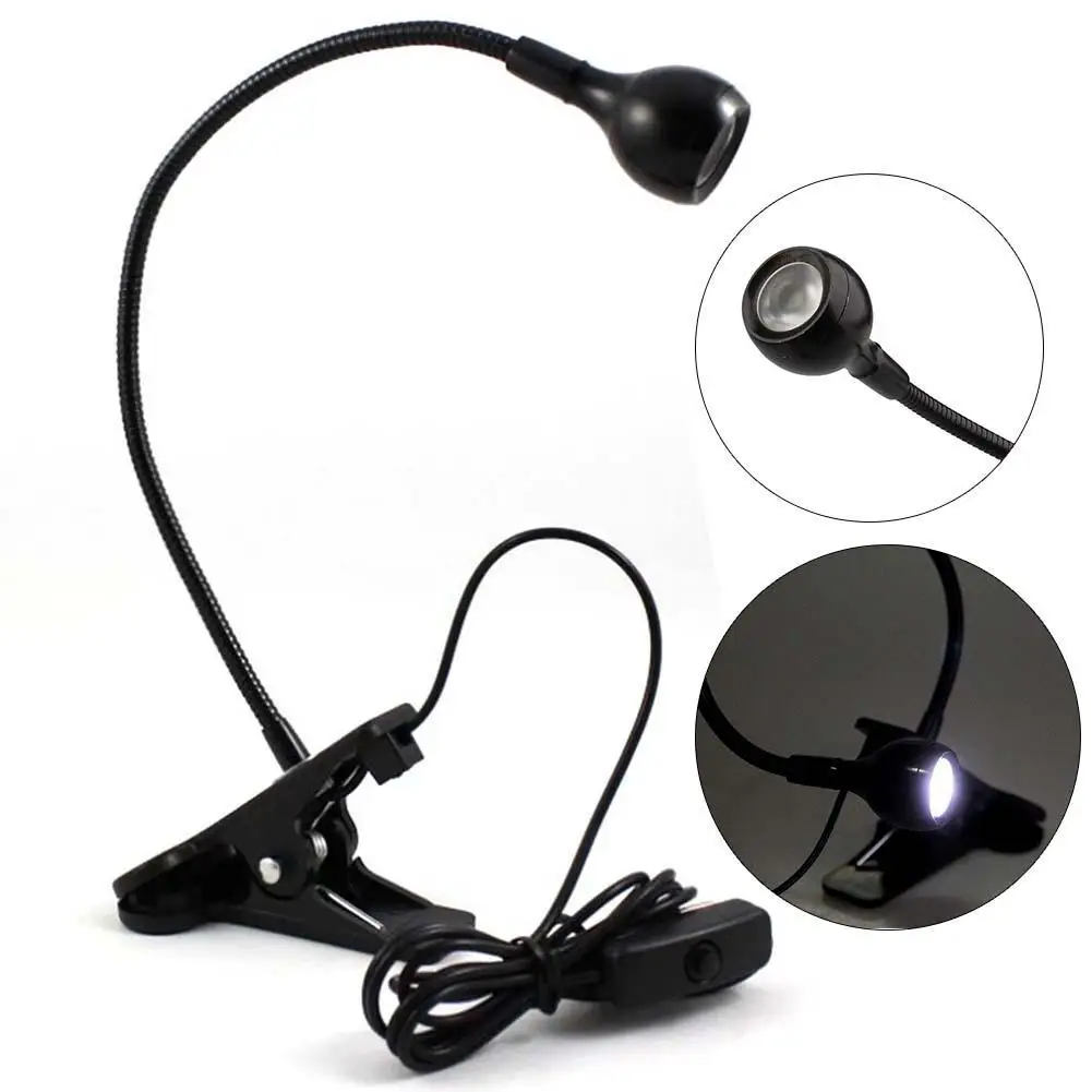 

USB Rechargable Desk Lamp with Clip 1W Flexible LED Reading Lamp Clip-on Beside Bed Table Lamp Book Light