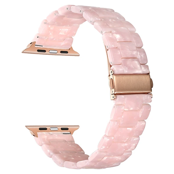 Высококлассный резиновый ремешок для часов iWatch Apple Watch 38 мм 40 мм 42 мм 44 мм серия 5 4 3 2 1 женский мужской браслет стальной ремень с пряжкой - Цвет ремешка: Pink RG