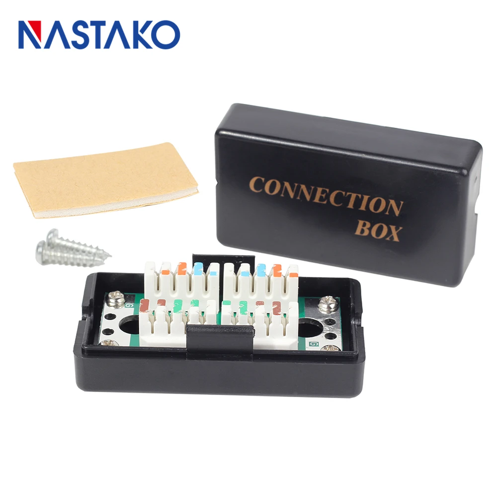 

NASTAKO Unshieled RJ45 CAT5e Junction Box / LSA to LSA Connection Box / RJ45 Extention Box plastic Black Punch Down Type