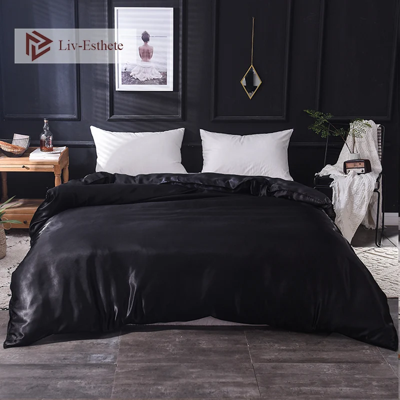 Liv Esthete 2019 роскошный атласный Шелковый черный комплект постельного белья