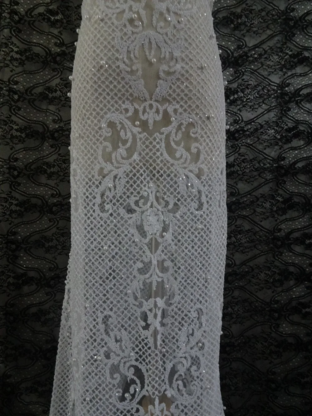

Shining David-168-21 Transparent Party Dress Clothes fabric with beads African Glued Glitter Sequins Mesh Fabric