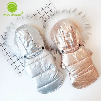 

Winter Dog Clothes Two Feet Dog Coats Thick Dog Jacket With Fur Collar Gold Silver Colors S-xxl Sizes Super Warm Jackets For Pet
