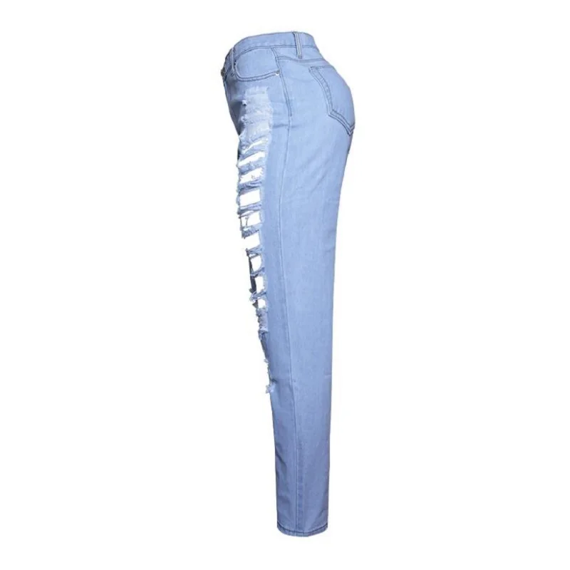 Рваные джинсы для женщин лето осень Стиль с дырками и потертостями джинсовые шаровары Новые женские джинсы с высокой талией