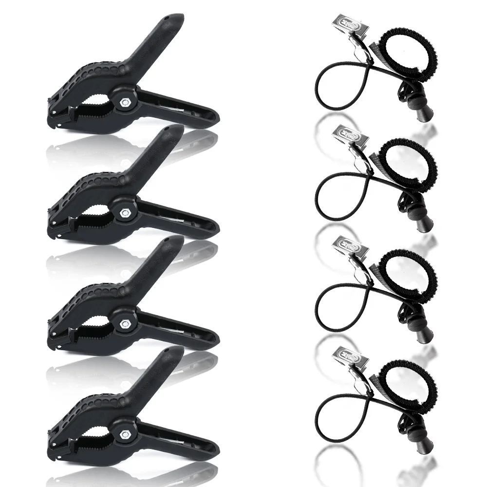  4Pcs Photography Spring Clips And Side Clamps Fixed Backdrop Muslin & Green Screen For Background S