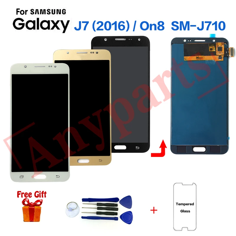 Pаспродажа Для samsung Galaxy J7 2016 SM J710F дисплей ЖК экран Замена для samsung On8 SM J710FZ J710K J710MN дисплей экран модуль