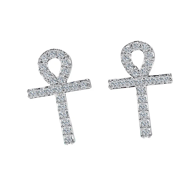 Vnox, шикарные серьги-гвоздики с фианитами для женщин, серьги с крестом, с 925 пробы, серебряные серьги иголки, аксессуары для шитья