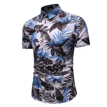 Мужская одежда, Ropa, рубашка с цветочным принтом, мужская повседневная рубашка на пуговицах, рубашка с коротким рукавом, гавайская рубашка, топ, блузка, Playeras De Hombre